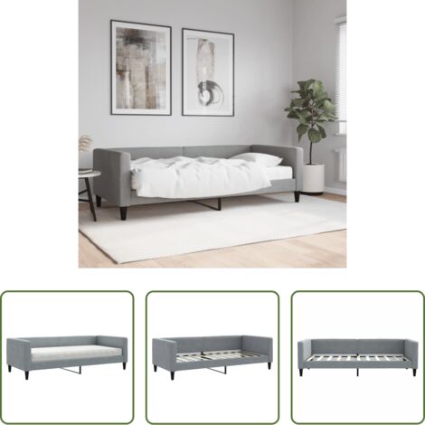 vidaXL Letto da giorno -  Divano Letto con Materasso Grigio Chiaro 90x190 cm in Tessuto