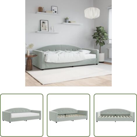 vidaXL Letto da giorno -  Divano Letto con Materasso Grigio Chiaro 90x190 cm in Velluto