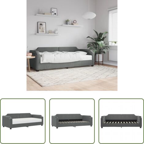 vidaXL Letto da giorno -  Divano Letto con Materasso Grigio Scuro 80x200 cm in Tessuto