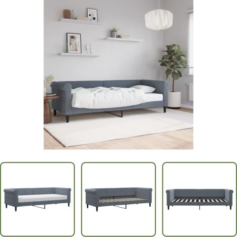 vidaXL Letto da giorno -  Divano Letto con Materasso Grigio Scuro 80x200 cm in Velluto