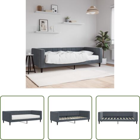 vidaXL Letto da giorno -  Divano Letto con Materasso Grigio Scuro 90x190 cm in Velluto