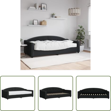 vidaXL Letto da giorno -  Divano Letto con Materasso Nero 90x200 cm in Tessuto