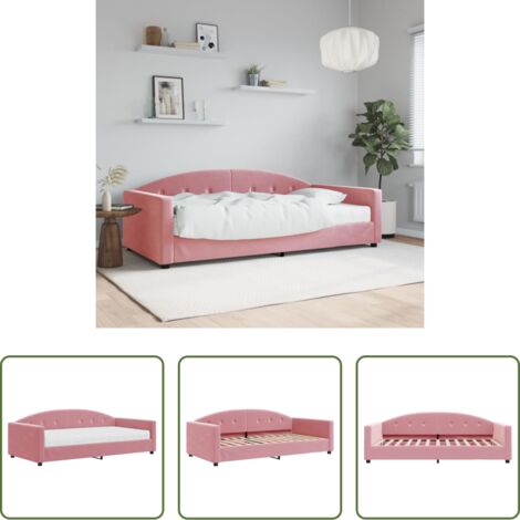 vidaXL Letto da giorno -  Divano Letto con Materasso Rosa 100x200 cm in Velluto