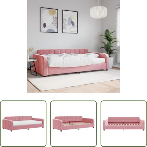 vidaXL Letto da giorno -  Divano Letto con Materasso Rosa 100x200 cm in Velluto