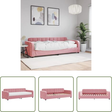 vidaXL Letto da giorno -  Divano Letto con Materasso Rosa 80x200 cm in Velluto