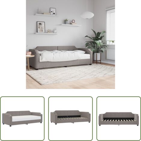 vidaXL Letto da giorno -  Divano Letto con Materasso Tortora 90x200 cm in Tessuto