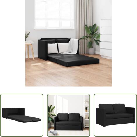 vidaXL Letto da terra -  Divano Letto da Terra 2 in 1 Nero 112x174x55 cm Similpelle