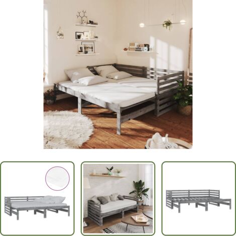 vidaXL Letto elettrico -  Dormeuse Estraibile 2x(90x200) cm Grigia in Legno di Pino