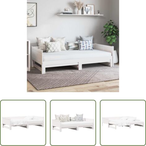 vidaXL Letto estensibile -  Letto Giorno Estraibile Bianco 180 x 200 cm Pino massello