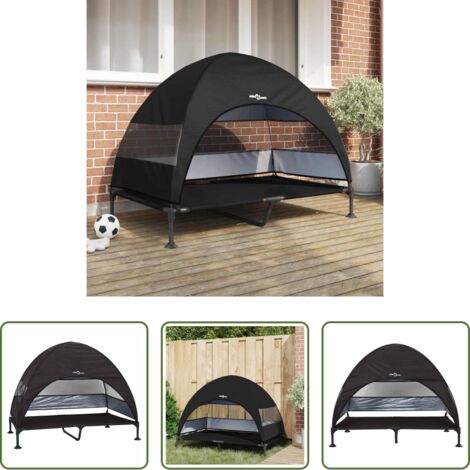 vidaXL Letto esterno -  Letto per Cani Elevato Nero 127 x 81 x 108 cm Tessuto e acciaio