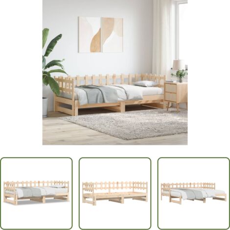 vidaXL Letto estraibile -  Dormeuse Estraibile 2x(80x200) cm in Legno Massello di Pino