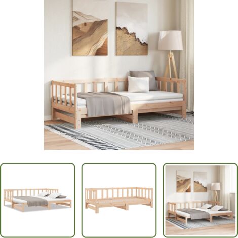 vidaXL Letto estraibile -  Dormeuse Estraibile 2x(80x200) cm in Legno Massello di Pino