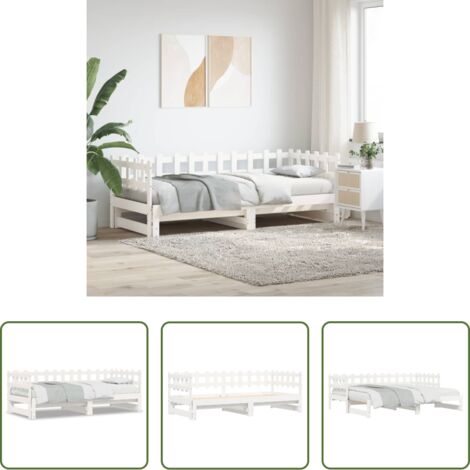 vidaXL Letto estraibile -  Dormeuse Estraibile Bianca 2x(80x200) cm Legno Massello di Pino