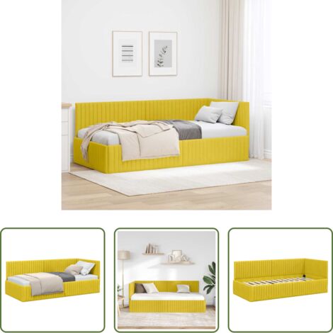 vidaXL Letto giorno -  Cornice del letto ad angolo Giallo 90 cm x 200 cm Velluto