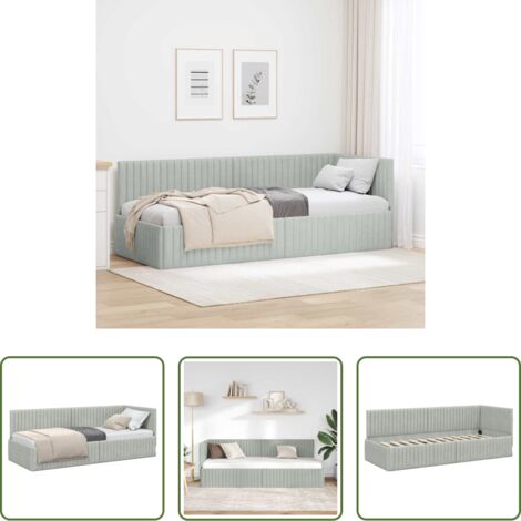 vidaXL Letto giorno -  Cornice del letto ad angolo Grigio chiaro 80 cm x 200 cm