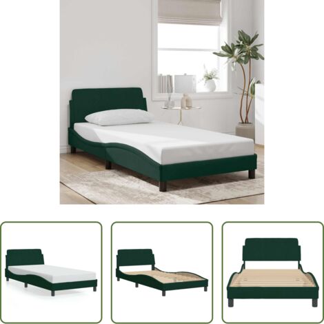 vidaXL Letto -  Giroletto Dover Verde Scuro 100x200 cm in Velluto