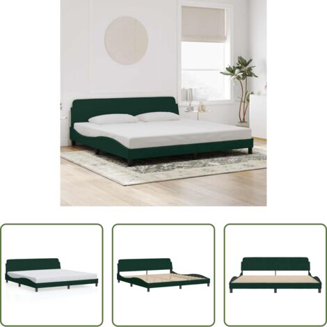 vidaXL Letto -  Giroletto Dover Verde Scuro 200x200 cm in Velluto