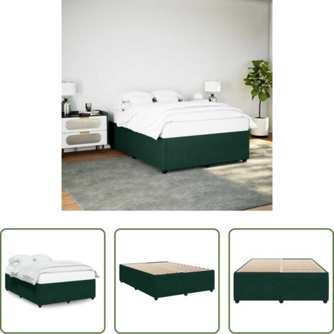 vidaXL Letto -  Giroletto senza Materasso Verde Scuro 140x200 cm in Velluto