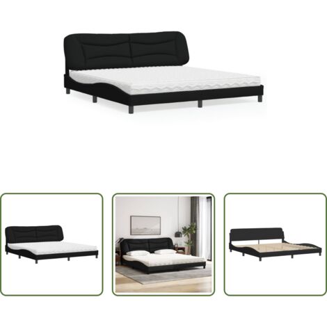 vidaXL Letto Hvar Nero -  Letto con Materasso Hvar Nero 200x200 cm in Tessuto