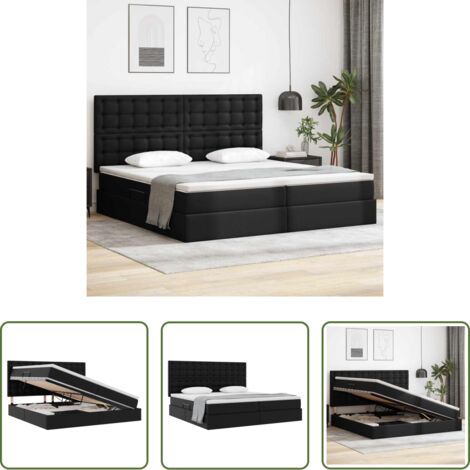 vidaXL Letto idraulico -  Letto con Contenitore Nero 200 x 200 cm Pelle Sintetica