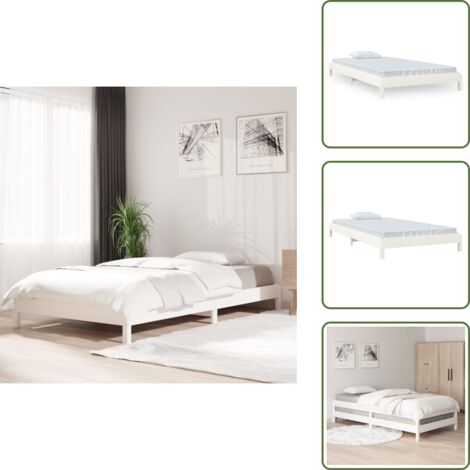 - vidaXL Letto Impilabile Bianco 100x200cm in Legno Massello di Pino -
