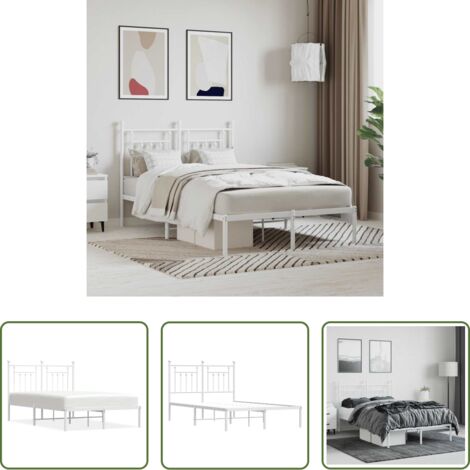 vidaXL Letto in acciaio -  Giroletto con Testiera Metallo Bianco 120x190 cm