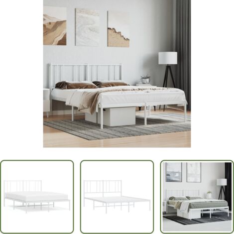 vidaXL Letto in acciaio -  Giroletto con Testiera Metallo Bianco 120x190 cm