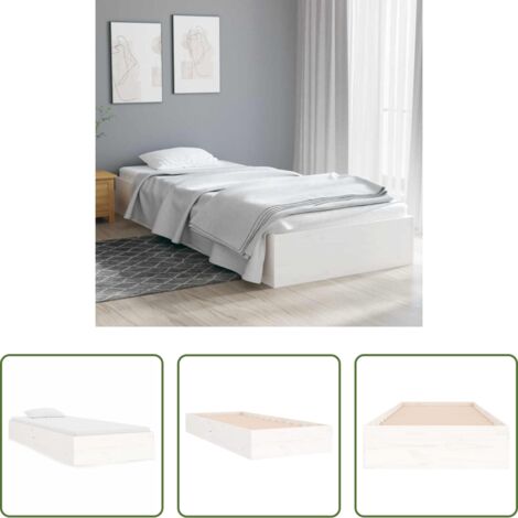 vidaXL Letto in compensato -  Giroletto Bianco in Legno Massello 75x190 cm Small Single