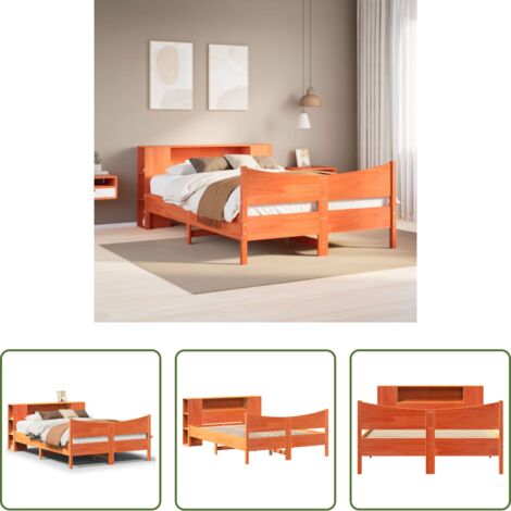 vidaXL Letto in legno di pino -  Letto senza Materasso Marrone Cera 140x190 cm in Legno di Pino