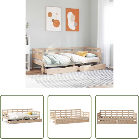 vidaXL Letto in legno -  Dormeuse con Cassetti 90x190 cm in Legno Massello Pino