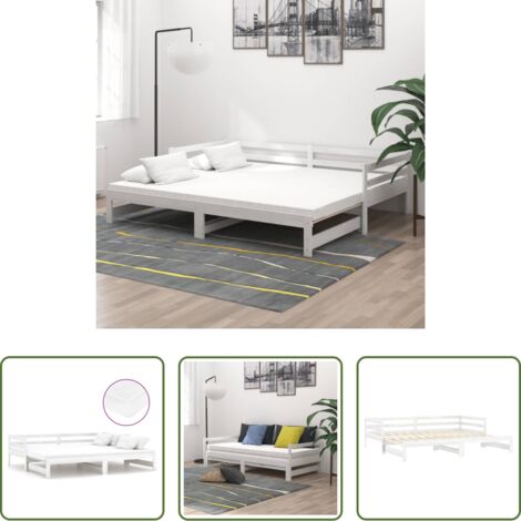 vidaXL Letto in legno -  Dormeuse Estraibile 2x(90x200) cm Nera in Massello di Pino