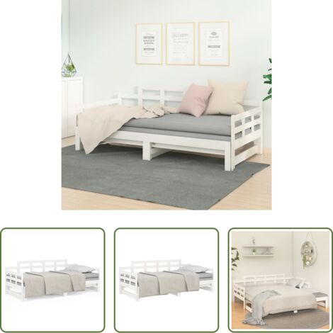 vidaXL Letto in legno -  Dormeuse Estraibile Bianca Legno Massello di Pino 2x(90x200) cm