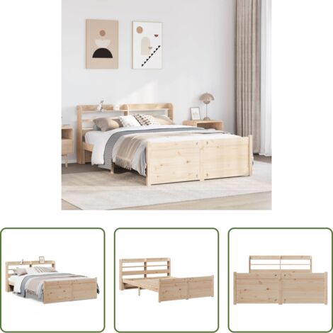 vidaXL Letto in legno -  Giroletto con Testiera 135x190 cm in Legno Massello di Pino