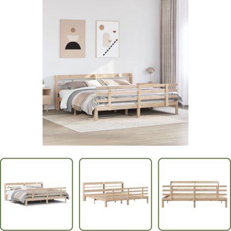 vidaXL Letto in legno -  Giroletto con Testiera 200x200 cm in Legno Massello di Pino
