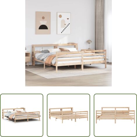 vidaXL Letto in legno -  Giroletto con Testiera 200x200 cm in Legno Massello di Pino