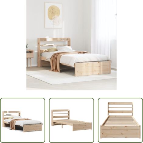 vidaXL Letto in legno -  Giroletto con Testiera 75x190 cm in Legno Massello di Pino