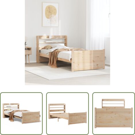 vidaXL Letto in legno -  Giroletto con Testiera 90x200 cm in Legno Massello di Pino