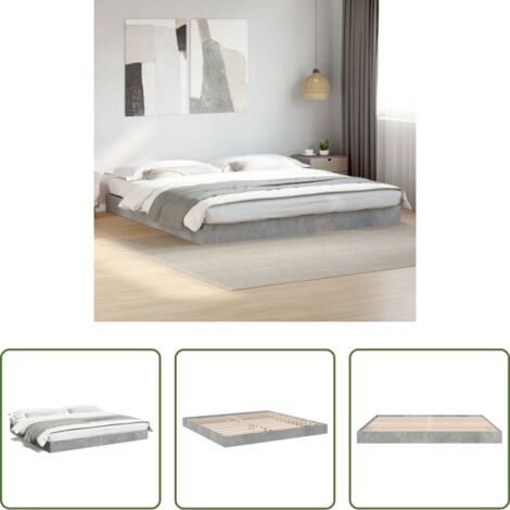vidaXL Letto in legno -  Giroletto Grigio Cemento 180x200 cm in Legno Multistrato