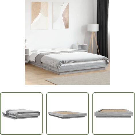 vidaXL Letto in legno -  Giroletto Grigio Sonoma 140x190 cm in Legno Multistrato