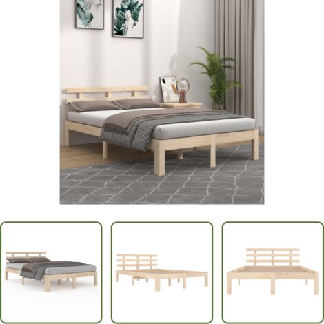 vidaXL Letto in legno -  Giroletto in Legno Massello 140x190 cm