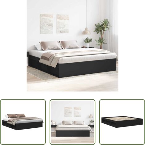 vidaXL Letto in legno -  Giroletto Nero 180x200 cm Super King