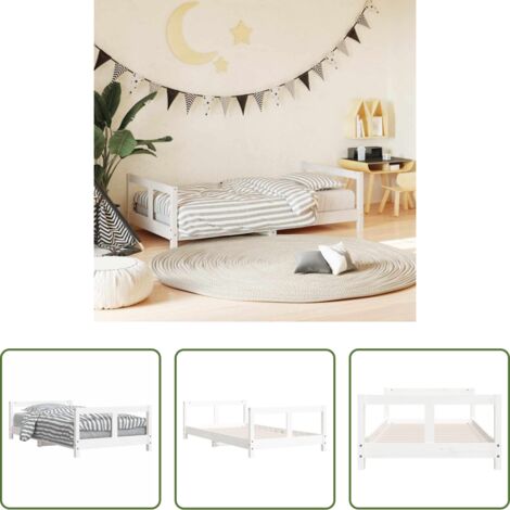 vidaXL Letto in legno - Giroletto per Bambini Bianco 80x160cm in Legno Massello di Pino