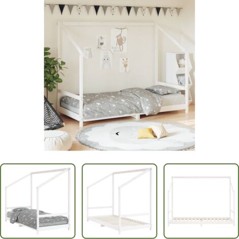 vidaXL Letto in legno -  Giroletto per Bambini Bianco 90x200cm in Legno Massello di Pino