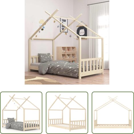 vidaXL Letto in legno -  Giroletto per Bambini in Legno Massello di Pino 70x140 cm