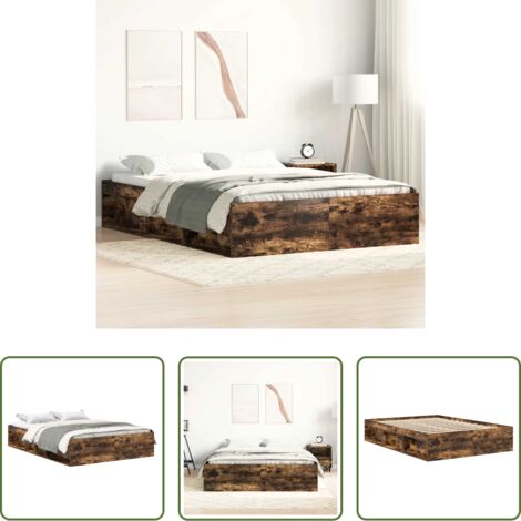 vidaXL Letto in legno -  Giroletto Rovere Fumo 120x200 cm
