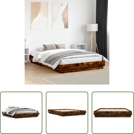 vidaXL Letto in legno -  Giroletto Rovere Fumo 120x200 cm in Legno Multistrato