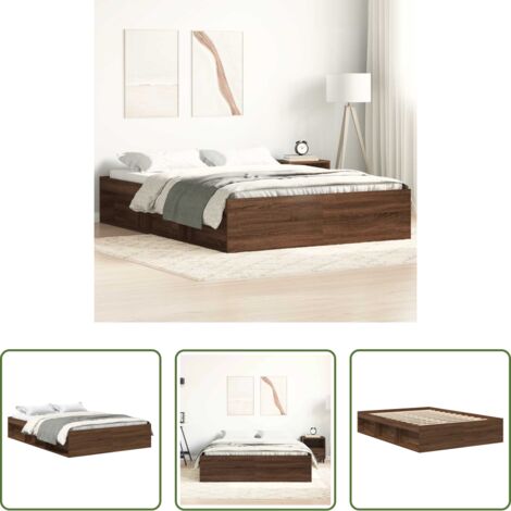 vidaXL Letto in legno -  Giroletto Rovere Marrone 120x200 cm