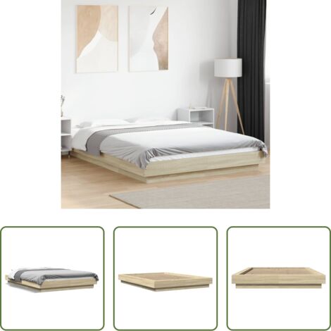 vidaXL Letto in legno -  Giroletto Rovere Sonoma 120x200 cm in Legno Multistrato
