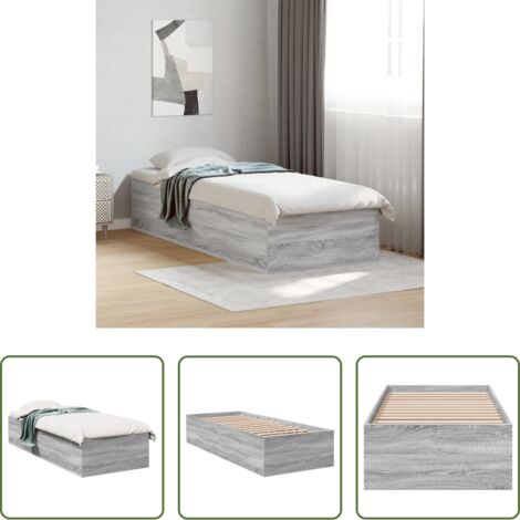 vidaXL Letto in legno -  Giroletto senza Materasso Rovere Sonoma 90x190 cm