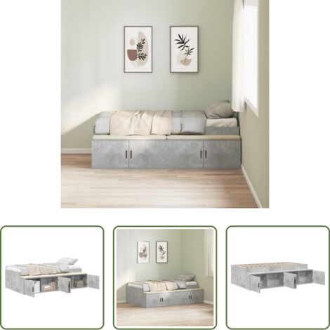 vidaXL Letto in legno ingegnerizzato -  Struttura del letto con cassetto Grigio cemento 70 x 190 cm